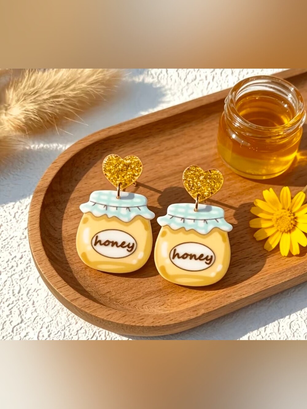 $8 Each Or Bundle 5/$20 Honey Jar Heart Drop Earrings - Gold & Yellow